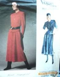 1928 VOGUE KARL LAGERFELD LONG FLARE SKIRT, PEPLUM SS-LS TOP PATTERN 8 OR 14 uncut choice